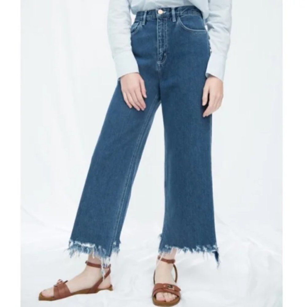 NWT M.I.H Caron Wide Leg Crop Chewed Hem Jeans 30
